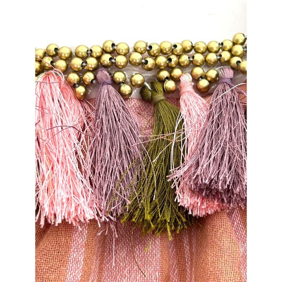 Honey Punch Tank Top S Women’s Pink Orange Striped Tassels Gold Beads Straps - Picture 9 of 12
